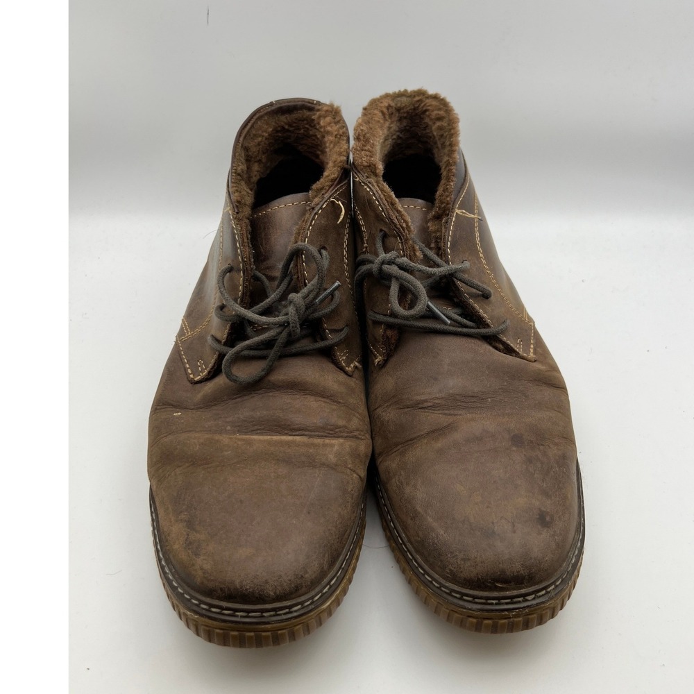 Johnston & Murphy Brown Leather Shearling Lined Chukka Boots Desert Shoes Men 11